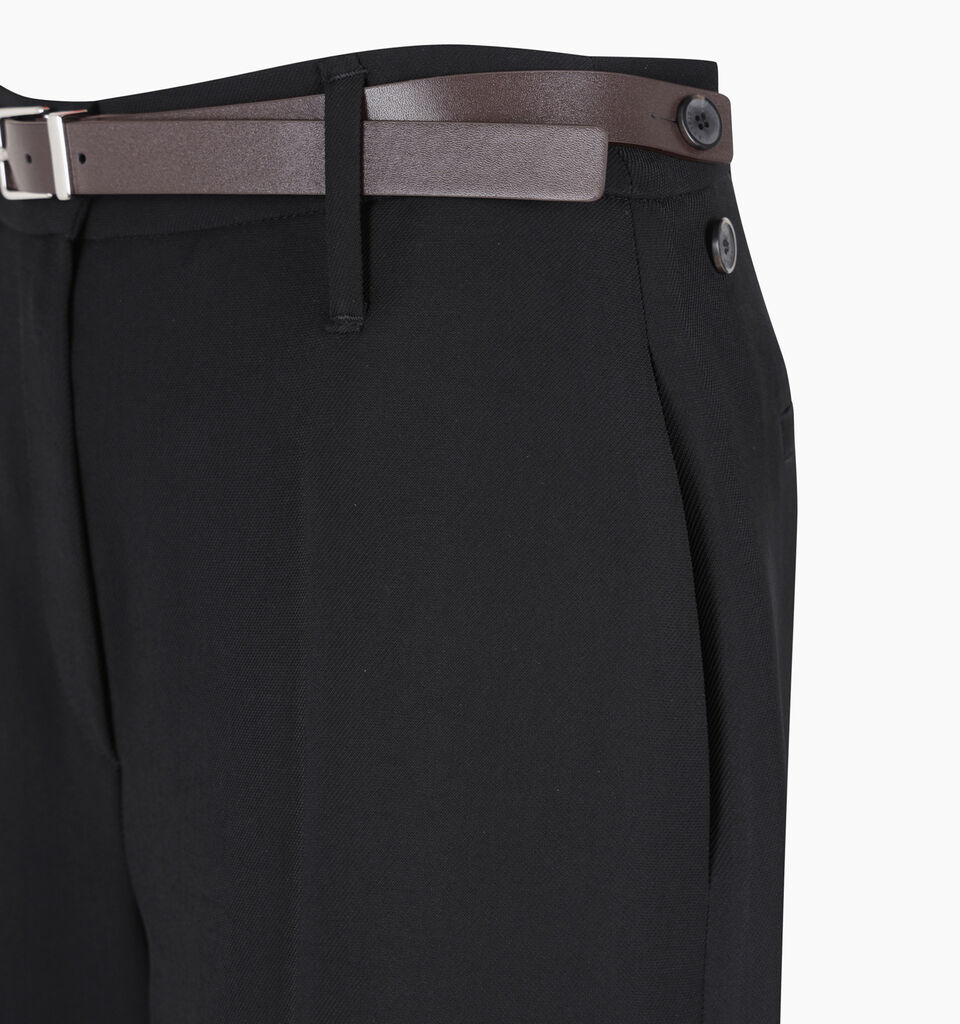 Black low-waisted trousers with belt - sisley k regular trousers - Black | Sisley K image number 3
